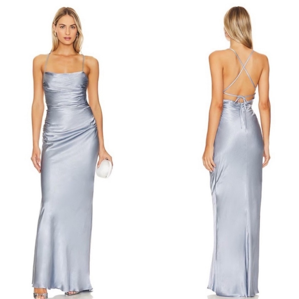 New Shona Joy La Lune Lace Back Maxi Dress In Powder Blue